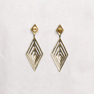 Geometric Diamond Drop Earrings in Silver