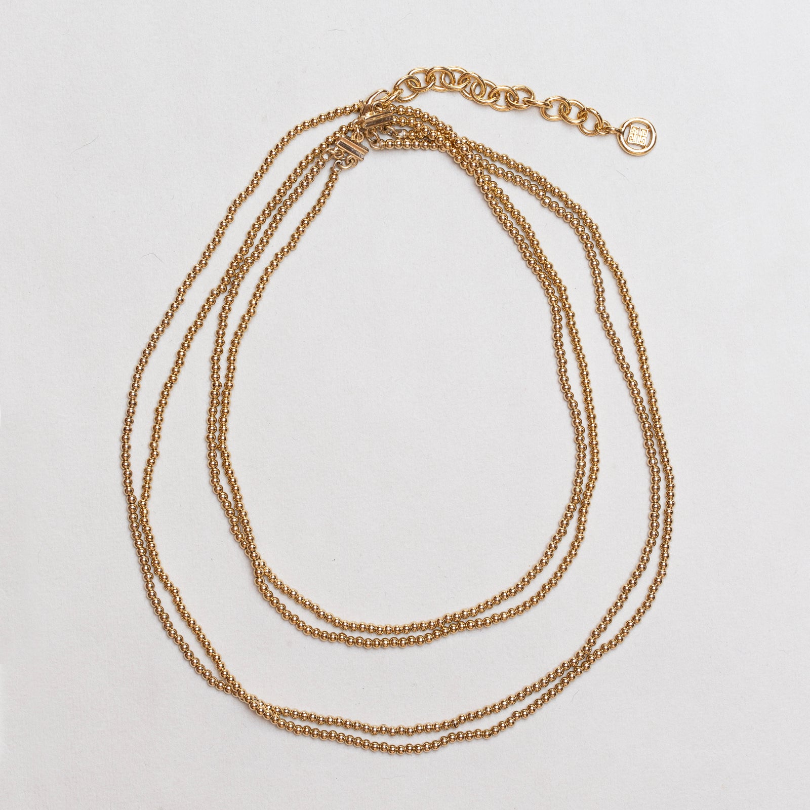 Vintage Givenchy Double-strand Gold Beaded Chain Necklace