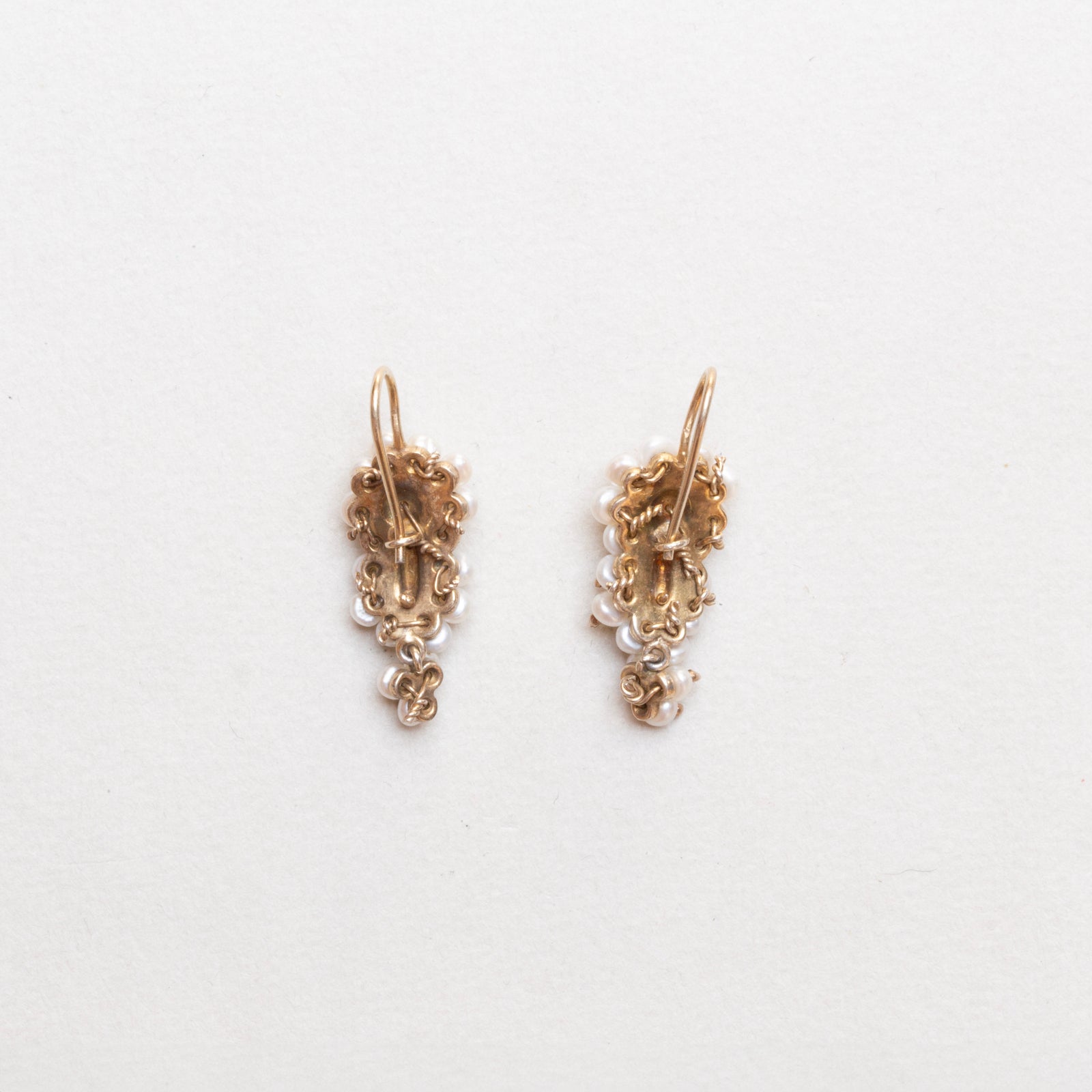 Vintage Gold Plated Wire Earrings with Pearls