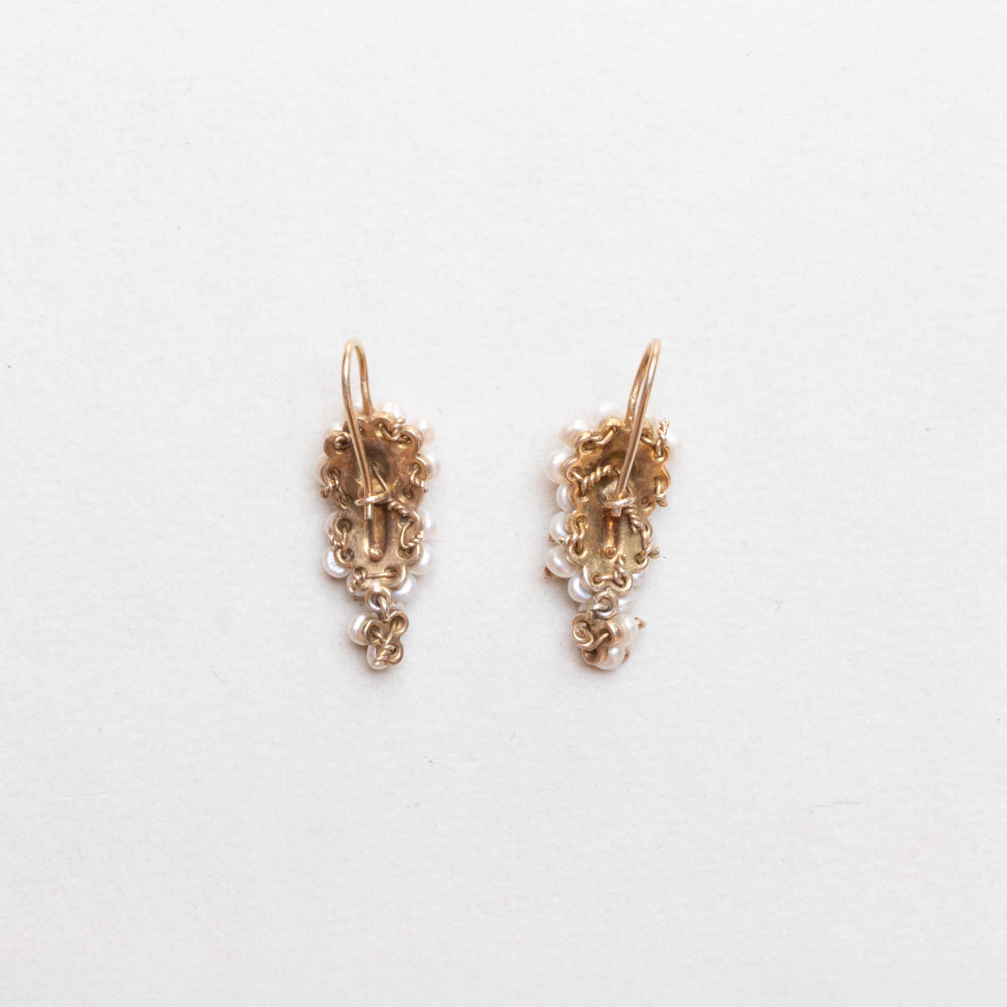 Vintage Gold Plated Wire Earrings with Pearls