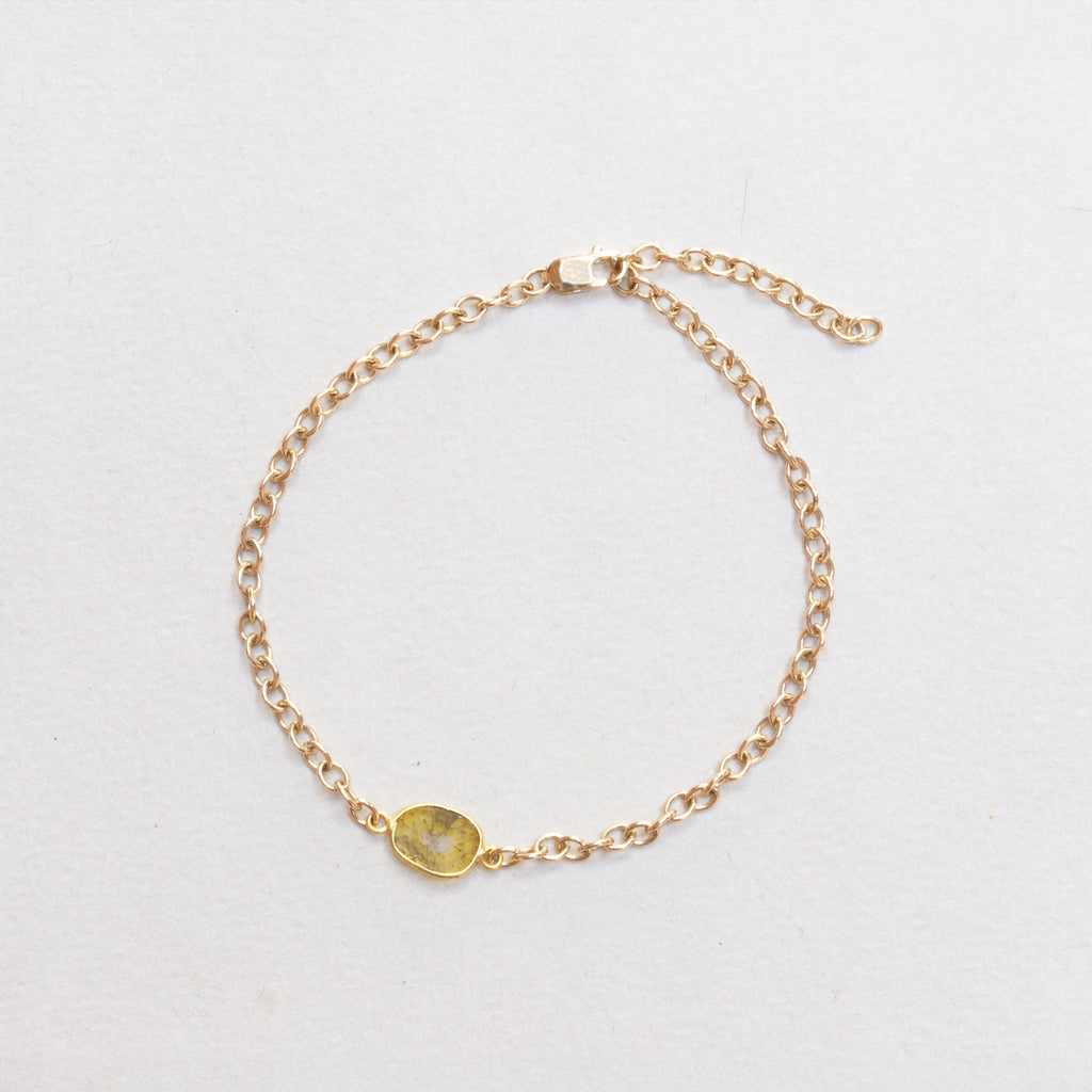 Gold Chain Bracelet with Sliced Diamond