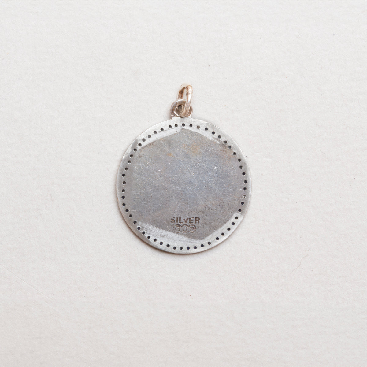 Vintage Sterling Silver St. Christopher Charm Pendant with Sapphires