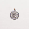 Vintage Sterling Silver St. Christopher Charm Pendant with Sapphires