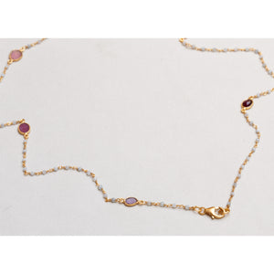 Long Chain Necklace with Beads and Pink Tourmaline