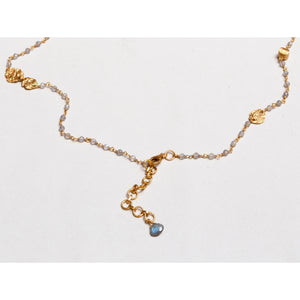 Long Chain Necklace with Beads and Gold Nuggets
