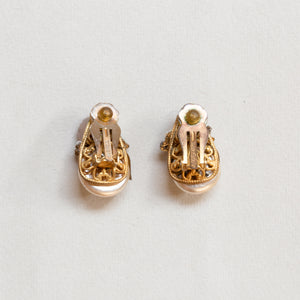 Vintage Gold Clip-on Earrings with Faux Pearls
