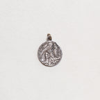 Vintage Sterling Silver Madonna Charm Pendant with Sapphires