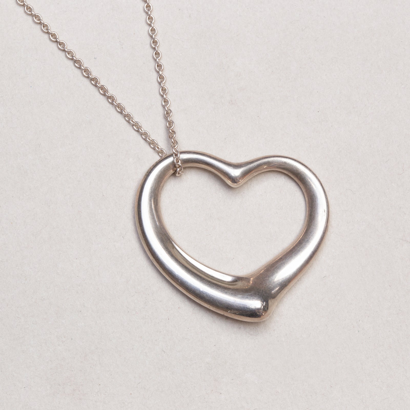 Vintage Tiffany & Co. Elsa Peretti Sterling Silver Large Open Heart Necklace