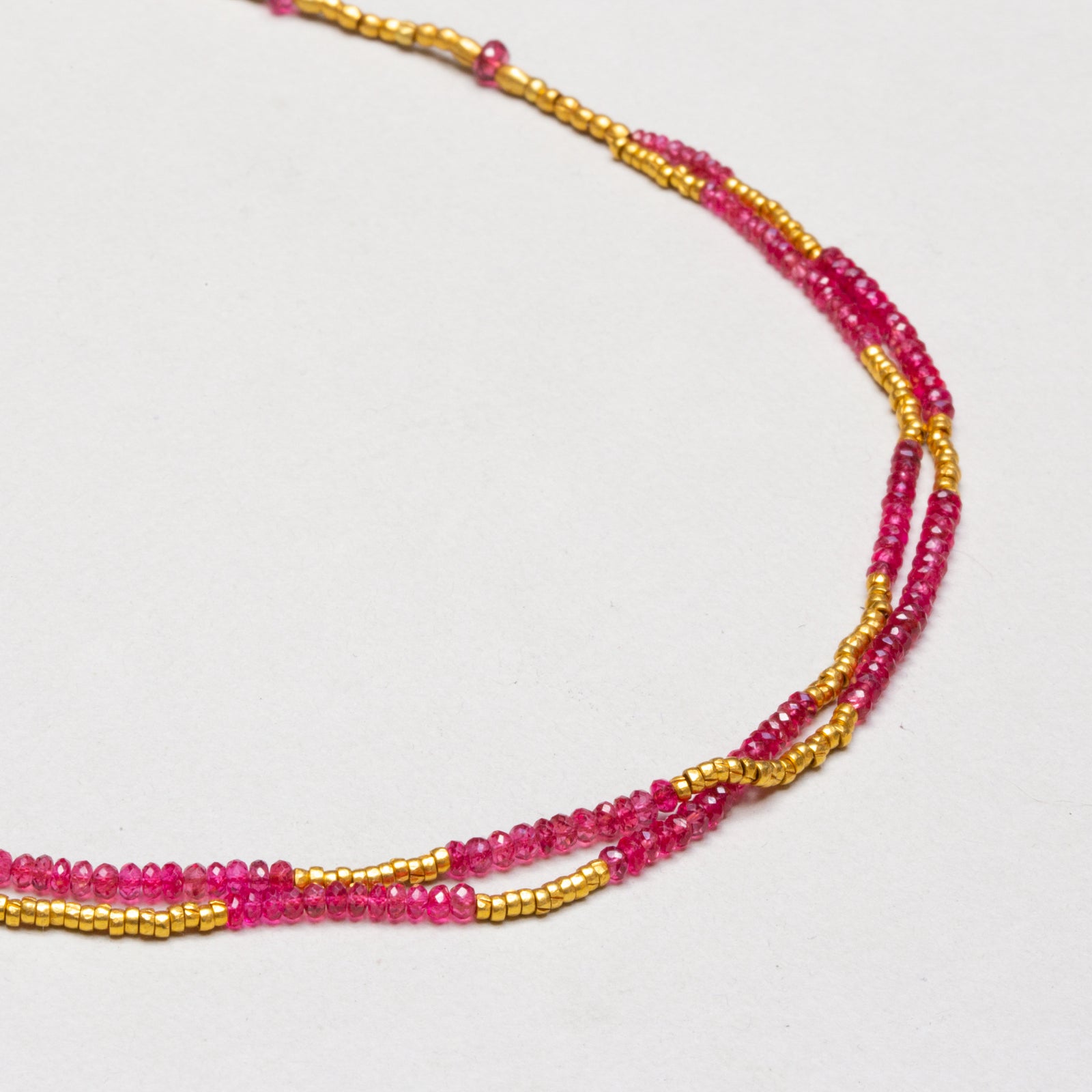 Vintage Indian Ruby and Gold Beads Necklace