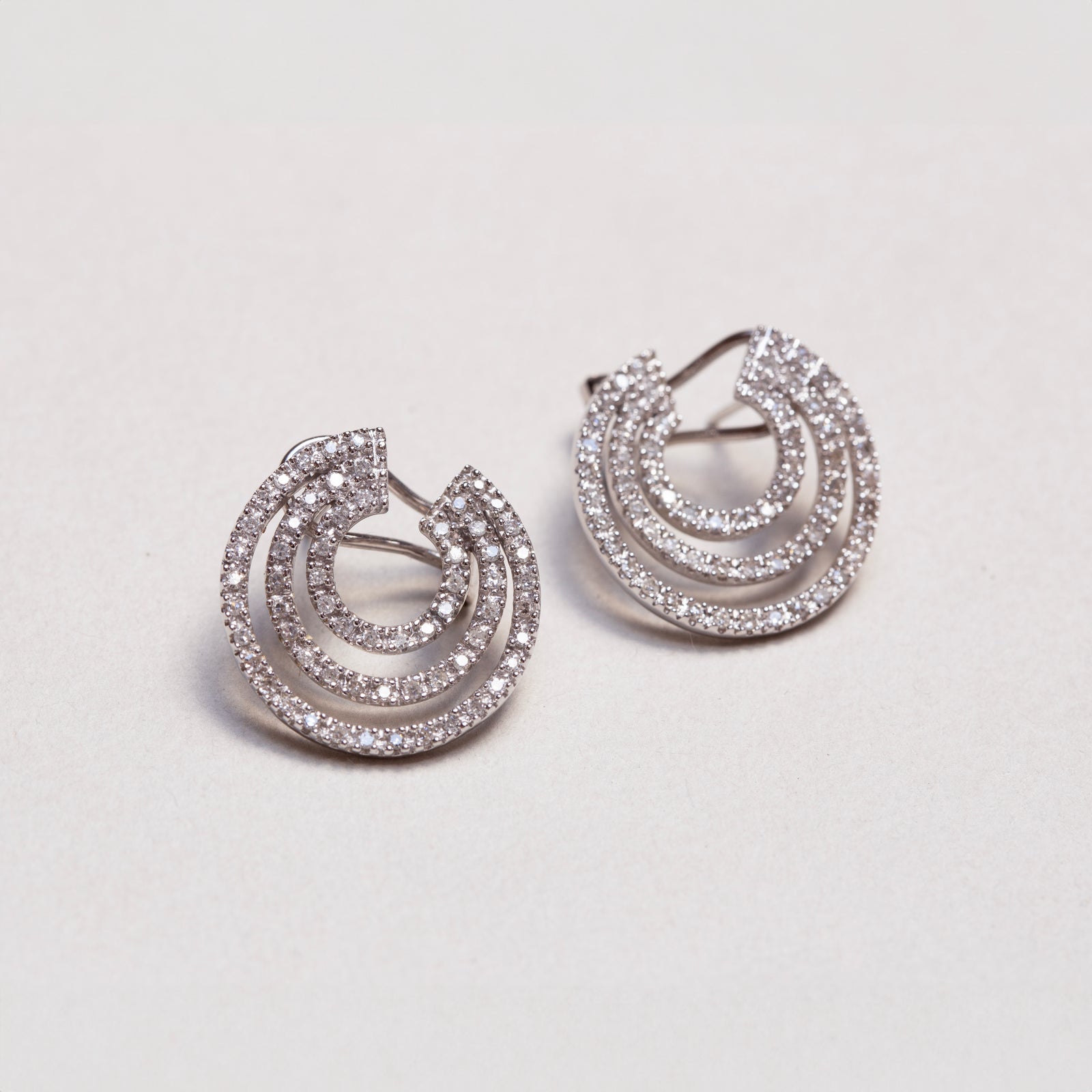 Vintage White Gold Diamond Stud Earrings