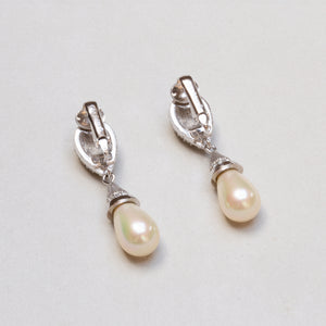 Vintage Christian Dior Faux Pearl and Chrystal Clip-on Drop Earrings