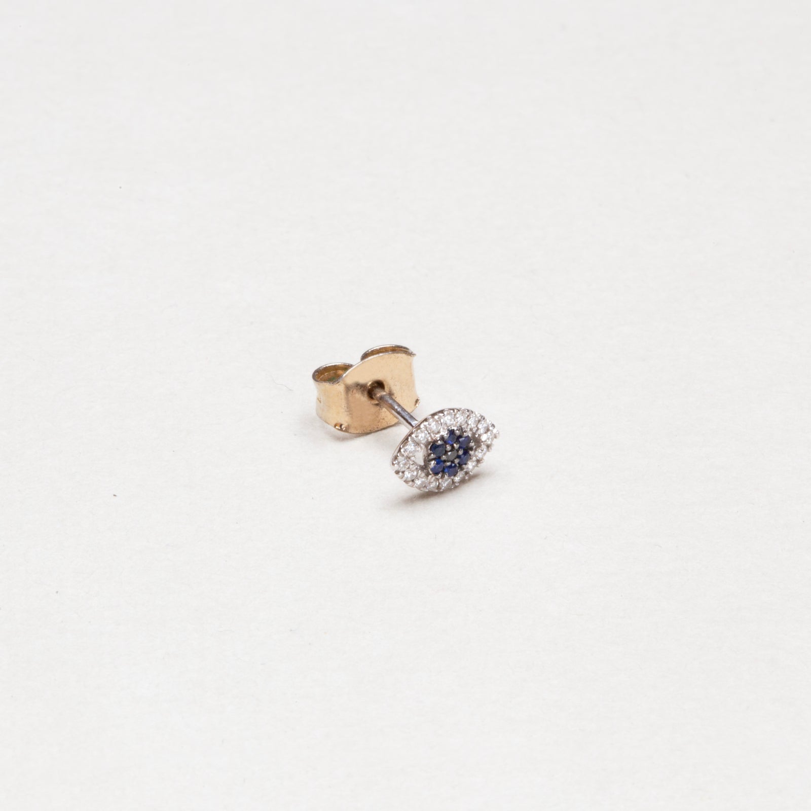 Vintage Evil Eye Diamond Stud with Sapphire