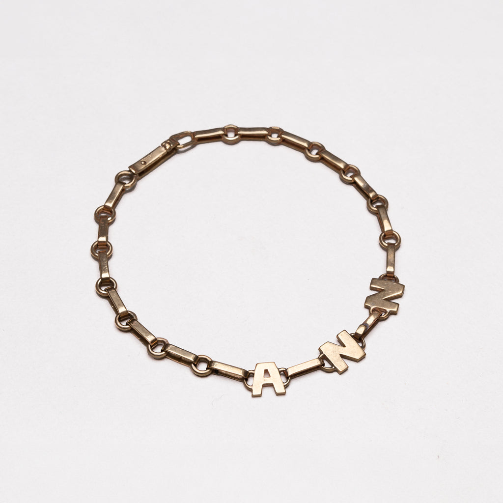 Vintage 9ct Gold Initial Bracelet "ANN"