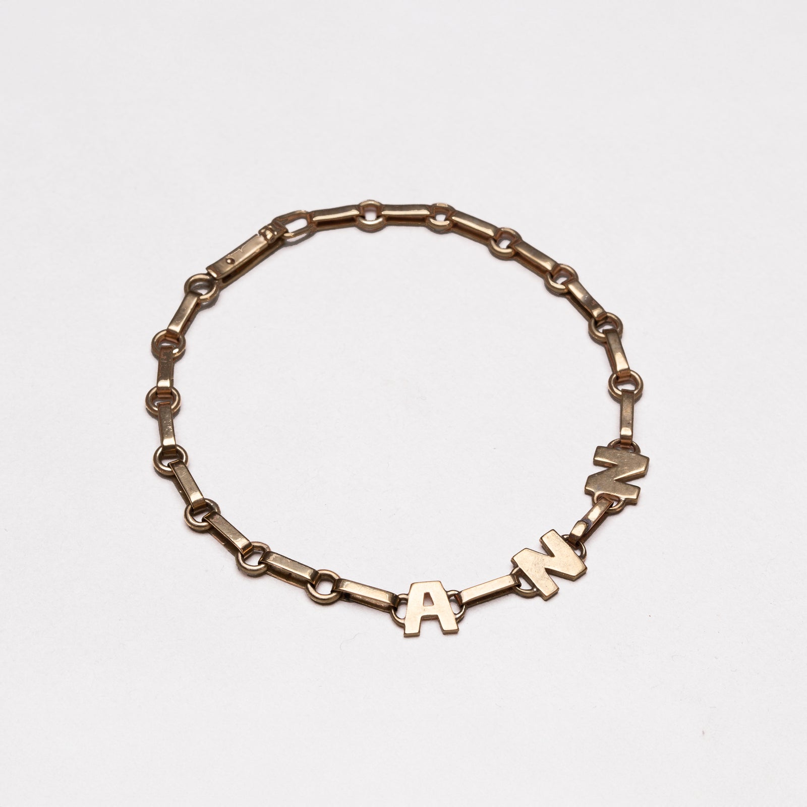 Vintage 9ct Gold Initial Bracelet "ANN"