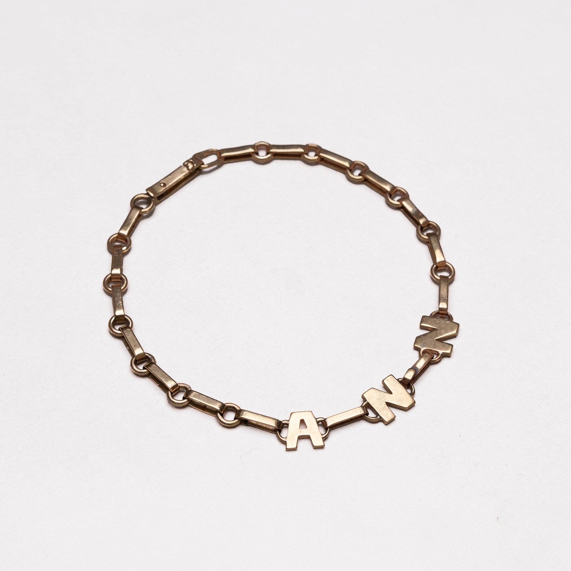 Vintage 9ct Gold Initial Bracelet "ANN"
