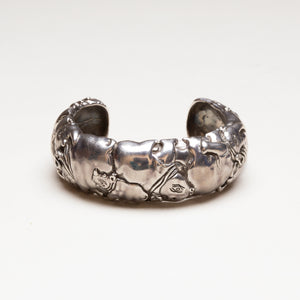 Vintage Sterling Silver "Safari" Cuff Bracelet