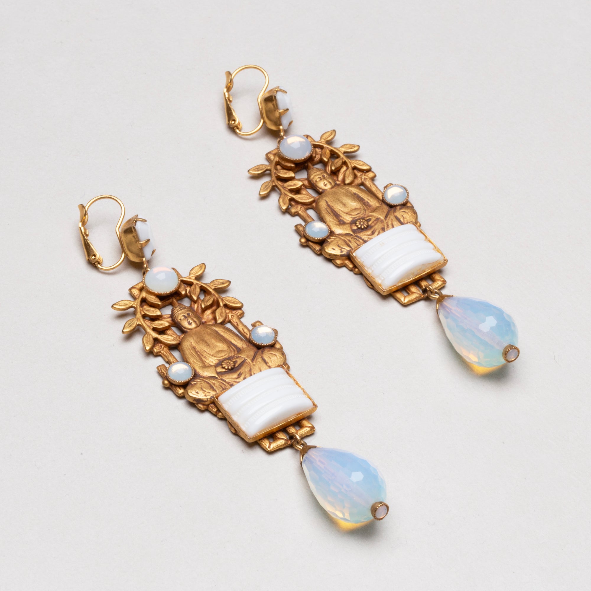 Vintage Gilded Buddha Drop Earrings