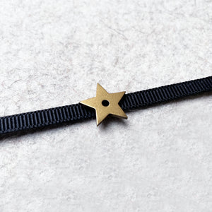Vintage Christian Dior Black Grosgrain Ribbon Star Choker Necklace