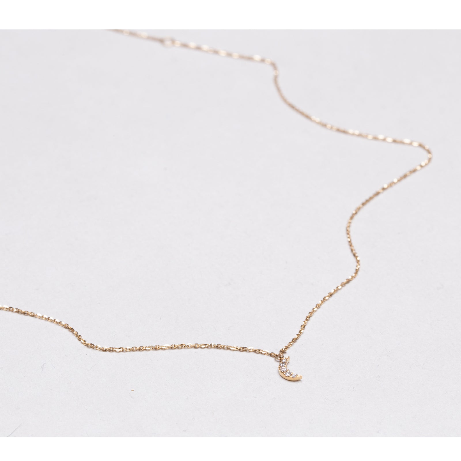 18ct Gold Diamond Crescent Moon Necklace