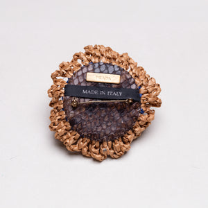 Vintage Prada Woven Raffia Flower Brooch