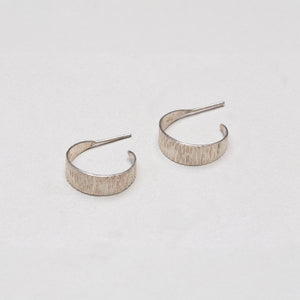 Textured Silver Open Hoop Earrings