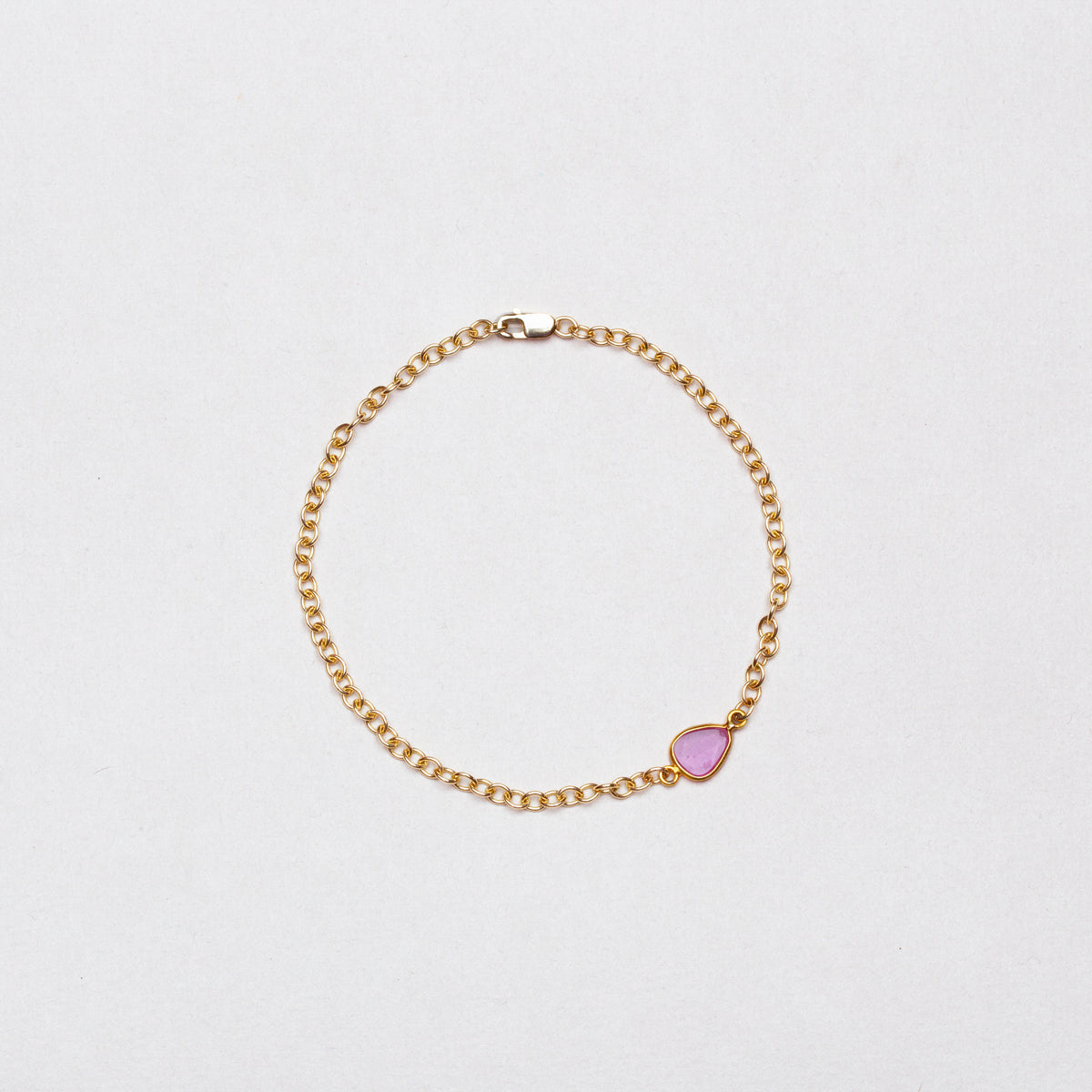 Gold Chain Bracelet with Sliced Ruby