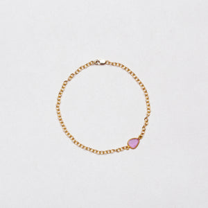 Gold Chain Bracelet with Sliced Ruby
