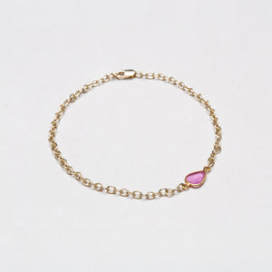 Gold Chain Bracelet with Sliced Ruby