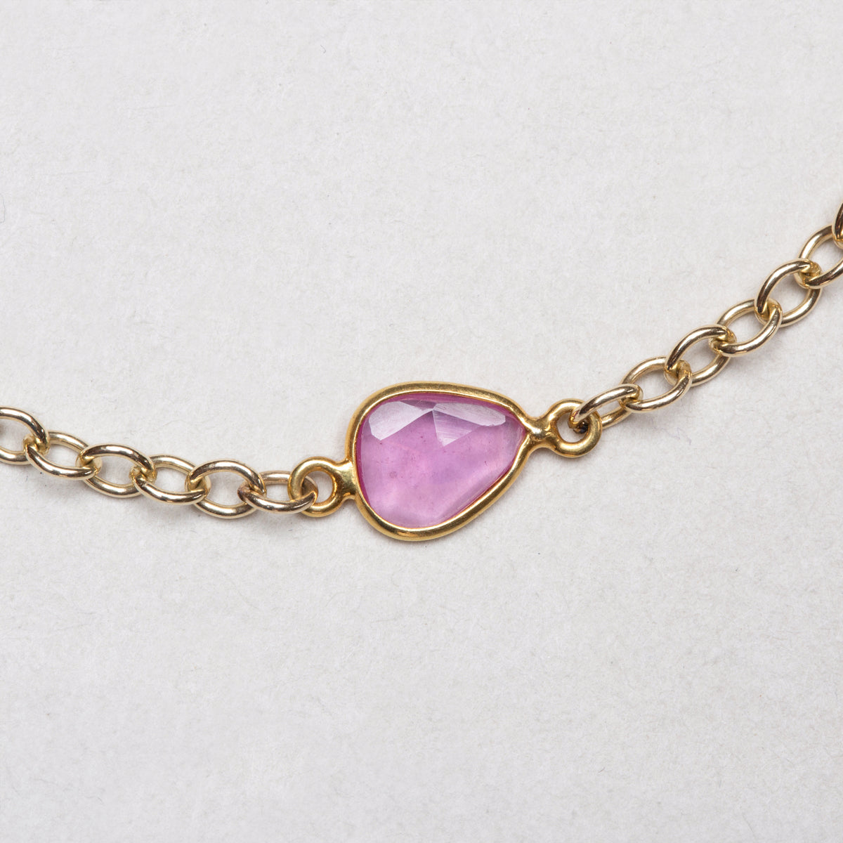 Gold Chain Bracelet with Sliced Ruby