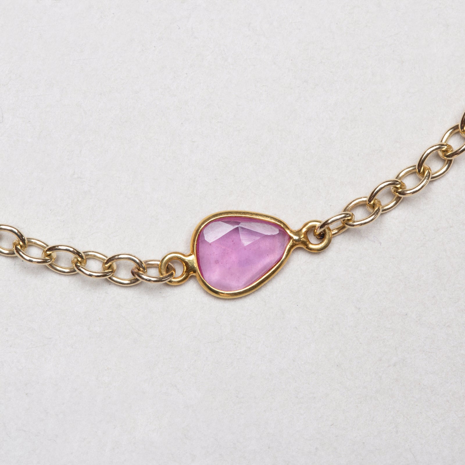 Gold Chain Bracelet with Sliced Ruby