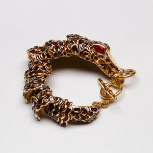 Vintage Enamel Dragon/Serpent Scale Toggle Bracelet