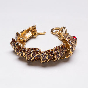 Vintage Enamel Dragon/Serpent Scale Toggle Bracelet