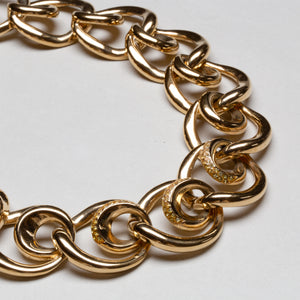 Vintage Givenchy Gold Chain Necklace with Rhinestones