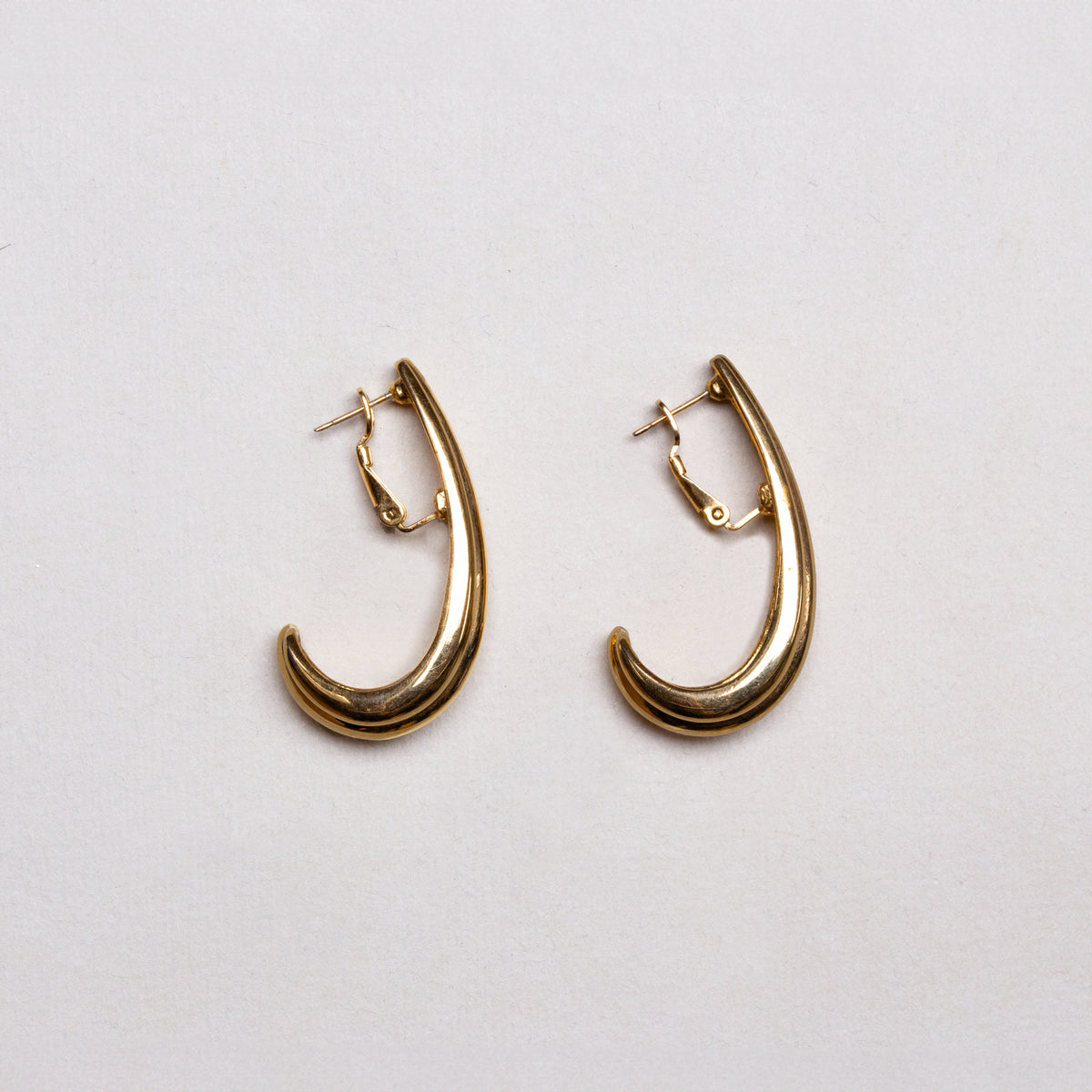Vintage Givenchy Gold-Tone Triple Ribbed Stud Earrings