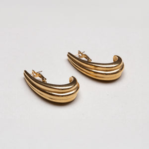 Vintage Givenchy Gold-Tone Triple Ribbed Stud Earrings