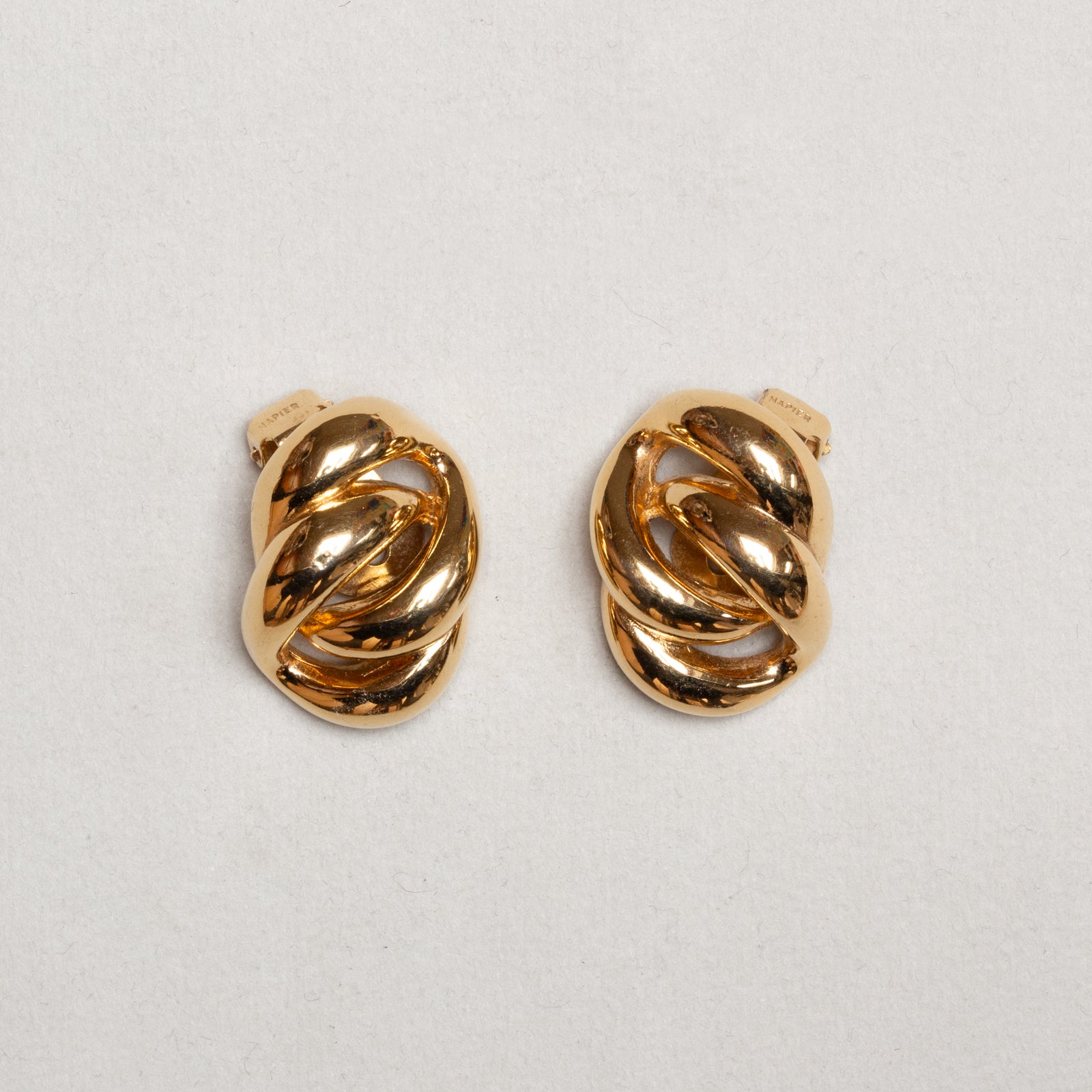 Vintage Napier Gold-tone Knot Clip-on Earrings