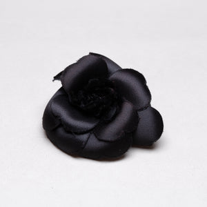 Vintage Chanel Camelia Pendant Pin Brooch - Black