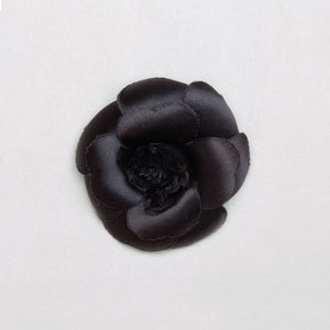 Vintage Chanel Camelia Pendant Pin Brooch - Black