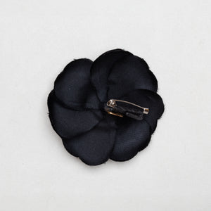 Vintage Chanel Camelia Pendant Pin Brooch - Black
