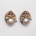Vintage Gold Clip-on Earrings with Faux Pearls