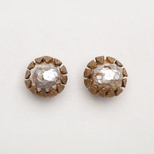 Vintage Gold Clip-on Earrings with Faux Pearls