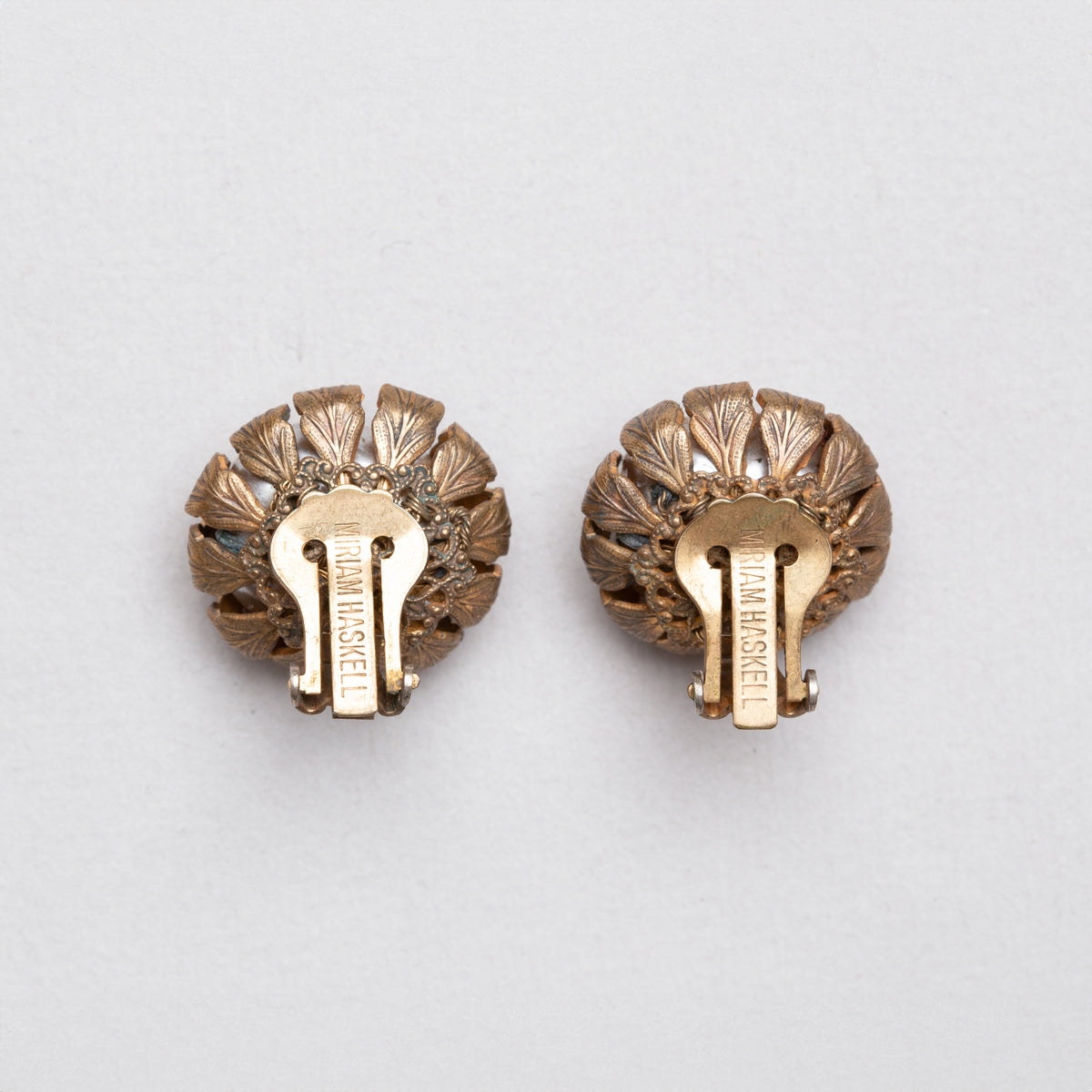 Vintage Gold Clip-on Earrings with Faux Pearls