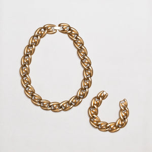 Vintage Set of Gold-tone Chain Necklace and Bracelet
