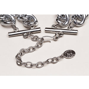 Vintage Double Strand Silver-tone Curb Link Chain Necklace