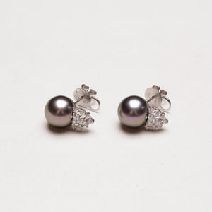 Vintage Tahitian Pearl and Diamond Earrings