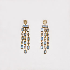 Triple Row Chandelier Earrings with Kyanite and Labradorite