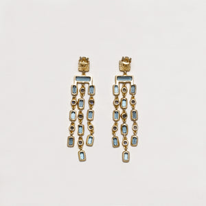 Triple Row Chandelier Earrings with Kyanite and Labradorite