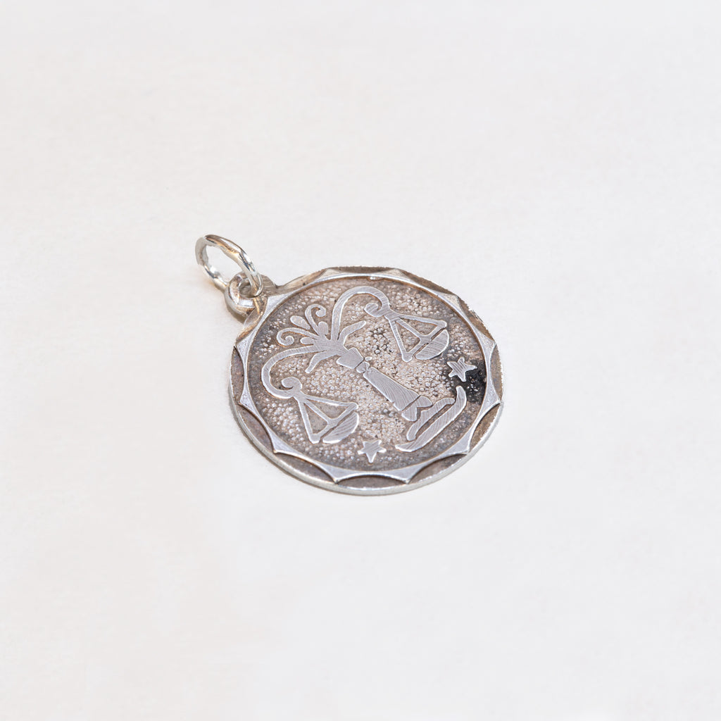 Vintage Silver Libra Charm Pendant