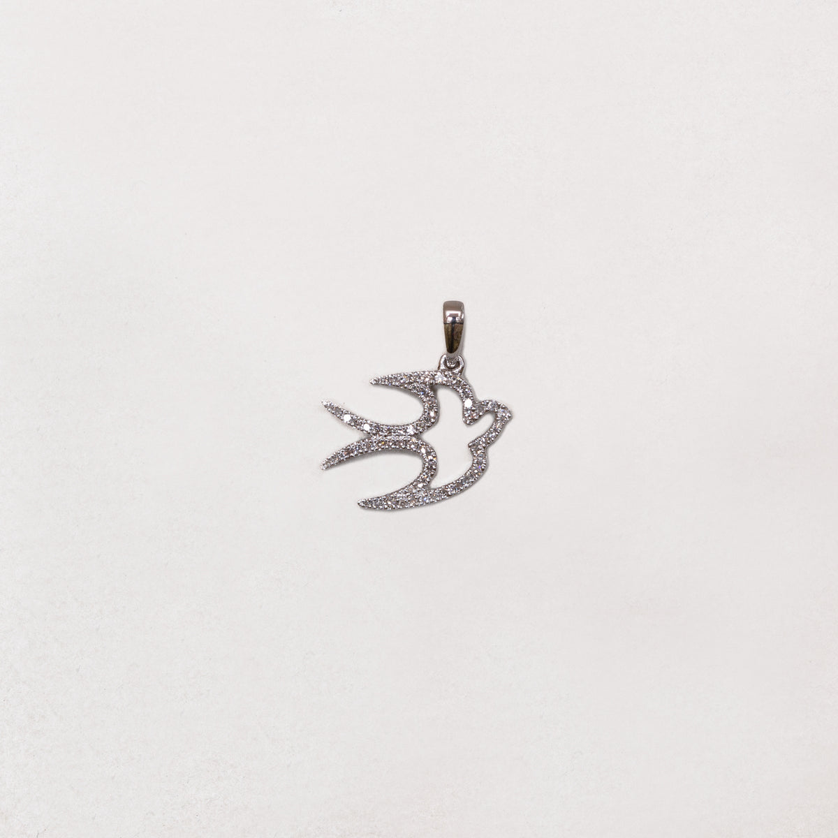 18ct White Gold Dove Pendant Charm with Diamonds