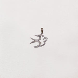 18ct White Gold Dove Pendant Charm with Diamonds